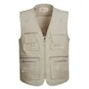 6 cores Tamanho Grande de secagem rápida Trabalho Vest Mens Pesca Camping mangas Jacket ao ar livre masculino Coletes com muitos multi bolso 211104