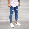 Rue Cool jean hommes maigre Patchwork Denim trou lavage Vintage Hip Hop travail pantalon mince mâle Ropa Hombre # G30 hommes pantalons