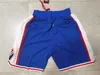 Time Vintage Baseballl Shorts Bolsos com Zíper Roupas de Corrida Atlanta Blue Color Just Done Size S-XXL Mix Order All Jerseys