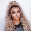 Curly Brown Ombre Blonde Lace Front Wig Human Hair Peruvian Remy 13x4 HD Transparent 360 Frontal Wigs For Women 150density on sal8021137