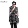 Rosa Java QC8046 Women Winter Coat Real Fox Fur Vest Natural Fur Gilet Fashion Clothing Ganuine Fox Coat Fur Jacket 210927