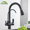 Gold /Black/Chrome Kithcen Purified Faucet Pull Out Water Filter Tap 2/3 Way Torneira Cold Mixer Sink Crane Kitchen Drink 211108
