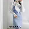Women Chic Fashion Two Piece Sets Knitted Mini Dress Bow Tied Collar Puff Sleeve Female Dresses Mujer 210420
