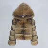종종 새로운 겨울 재킷 여성 큰 푹신한 진짜 모피 코트 천연 너구리 모피 후드 두꺼운 따뜻한 외부웨어 스트리트웨어 제거 가능