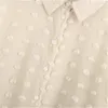 Polka Dot Blusar Kvinnor Top Fashion Semi-Sheer Lapel Collar Elastisk Långärmad Chiffon Blouse Ladies Button-up Shirt 210519