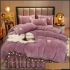 Conjuntos de cama Suprimentos Home Têxteis Jardim 4 Pcs Esculpido Holandês Veet Embroidery Lace Rainha King Size Tamanho Duvet ER Set Cama Skirt Bedlo Bedlo