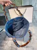 Shopping Bags Simple Versatile Solid Denim Embroidered Tortoiseshell Strap Ladies Tote Shoulder Beach designer 220301