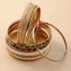 Bangle Fashion Western Smycken Metal Bangles 12 st Enkel Multilayer Leopard Pearl Guld Armband för Kvinnor och Tjejer