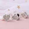 Passar Pandora Original Armband 20st Vit Lila Hjärtkristall Charms Pärlor Silver Charms Bead för kvinnor DIY European Halsband Smycken
