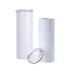 20 oz 30oz Sainless Steel Blank White Cup Mokken met dekselstro sublimatie rechte tuimelaar cilinder waterfles koffie 874 Z2