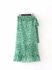 Style d'été Casual Irréguliers Plage Boho Maxi Jupe Vert Floral Mousseline de soie Imprimé Lotus Jupe Wrap Jupes à lacets 210514