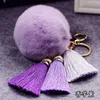 2018Fur Pom Keychains Fake Rabbit Fur Ball Key Chain Porte Clef pom De Fourrure Fluffy Bag Charms Bunny Keychain Keyring G1019