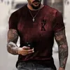 King Style Men's 3D T-shirts Tryckt T-shirt Visual Impact Party Shirt Punk gotisk rund hals högkvalitativ amerikansk muskelstil Korta ärmar