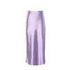 FORIDOL фиолетовый сатин-миди юбка с высокой талией повседневные юбки женские осенние зимние днище элегантные офисные леди юбка 210415