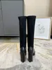 Black Podium Ankle Fashion Top Designer Yang Jingbao Water Platform Color Matching High Heel Bootsies 100% Leather Outrole