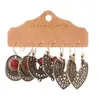 3Pair/Set Boho High Quality Wedding Party Jewelry Vintage Ethnic Antique Silver Leaf Dangle Earrings Women