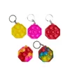 Fidget keyring key chain toy kids Mini Keychains Push bubble popper Poo-its finger sensory puzzle toys Keychain Cartoon rainbow tie-dye Finger Chains H41UCII