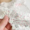 Bébé fille barboteuse été combinaison née à manches courtes fleurs tenues vêtements à volants pour les nés 210521