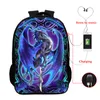 Backpack Mochila de volta ao desenho animado da escola Dragão impresso de 16 polegadas Charging USB 3d Bag Teenager menino menina bookbag3293851