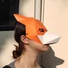 Талисман кукла костюм 3d бумаги плесень животное оранжевое лицо лисица головы маска головы хеллоуин реквизит женщина мужская вечеринка роль ролевые игры одеваются DIY маски
