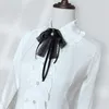 Laço fita pérola laço preto para mulheres colarinho flor branca camisa vestido formal gravata bowtie broche gravata senhoras acessórios