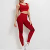 Women Two Piece Workout Yoga Sets Breathable Seamless Tights Leggings Pants Clothes For 210802