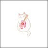 핀 브로치 주얼리 귀여운 음악 고양이 동물 만화 에나멜 핀 여자 여자 소녀 패션 금속 빈티지 핀 배지 도매 선물 선물 배달