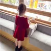 Hot Red Christmas Dress for Girls Performance Party Birthday Clothes Winter Autumn Children Velvet Dress for Girls Warm Clothes G1218
