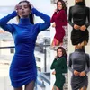 Femmes Robes Designer Slim Sexy À Manches Longues Robe De Velours Robes Cordon Col Haut Jupe Veet Midi Fête Élégant Vintage 2024