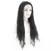 Caixa HD Trançado Encaracolado Curly Sintetic Front Wig Black Color Simulação Humano Cabelo Frontal Tranças Perucas Que Olham Real 191016-1