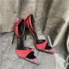 Scarpe eleganti primaverili ed estive Temperamento in vera seta di alta qualità Donna Tacchi a spillo aperti con tacco a punta Strass sexy Punta a spillo