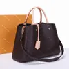 Top Quality Tote Bag Handbag Genuine Leather Women Handbags Totes Brown Flower Letter Handle bag Ladies Messenger Shoulder Bags Crossbody Purses 33CM