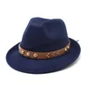 Homens sentidos Fedora chapéu para mulheres inverno imitação de lã vintage igreja top jazz chapéu gangster trilby feltro boné
