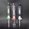 Glasbong-Shisha-Kits mit Quarz-Titan-Spitzen, Glas-Ölbrenner-Bongs, Rauchwasserpfeifen, Dab-Strohölpfeifen mit 45-Grad-Quarz-Banger-Nagel