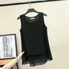 Arrival Summer Women Loose Sleeveless Shirts Plus Size Double-deck Chiffon Blouse Femme O-neck Casual Tops 10 colour S758 210512