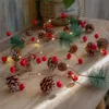 Christmas pine cone lamp string pines needle LED copper wire lamps colorful red fruit strings