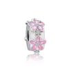 Past Pandora Armbanden 20 stks Cherry Blossom Magnolia Gesp Vaste Clip Lock White Crystal Charm Bead Stopper Kralen Voor Groothandel DIY European Sterling Necklace