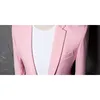 Roze slim fit casual blazer jas mannen Één button notched revers heren pak jassen feestvakantie bruiloft blazer hombre 210522