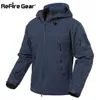 ReFire Gear Giacca militare blu navy Soft Shell da uomo Cappotto tattico militare impermeabile Giacca a vento con cappuccio in pile caldo invernale 211217