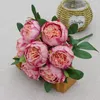 7 cabeças artificiais peônia flor simulação camellia seda chá rosa para DIY Home Jardim casamento decoração