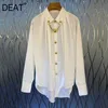Lapel Chain Front Short Back Long Gold Decoration Fashionable White Shirt Blouse Women Spring And Summer GX949 210421