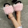 2021 Kobieta Letnia Pluszowa Solid Slipper Kobiety Moda Peep Toe Slide Slide Dorywcze Płaskie Panie Plus Rozmiar Wygodne obuwie Y0731