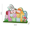 Happy Easter Tabletop Decoration Signs Bunny Table Centerpiece Easter Wood Decor for Home Office Party ZZE11544