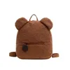 Dhl50pcs mochila mulheres pelúcia urso em forma de mochilas feminino saco de ombro simples misturar inverno