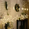 LED String Light 110V 220V Moon Star Fairy Lights Ghirlanda di Natale Lampada da finestra Outdoor Indoor per la decorazione domestica della festa nuziale