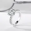 2 0CT Silver 925 Rings Natural Gemstone Zirconia Diamond Wedding Ring for Bride Women Band Fine Jewelry J-427219M