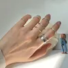 Moda 7 en 1 Punk conjunto de anillos de unión giro geométrico joyería minimalista Metal circular dorado para mujeres accesorios de baile callejero