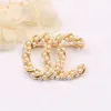 Simple Small Sweet Wind Classic C Designers Pearl Brooch Women Rhinestone Letters Brooches Suit Pin Fashion Jewelry Clothing Decoration High Quality Accessories