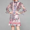 Vintage fleur imprimer piste broderie robes Ropa Mujer automne Mini rétro femmes Robe de soirée Robe vestido de mujer 210520
