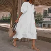 Half Sleeve Beach Drsummer Loose Casual Long Plus Size Klänningar för Kvinnor 4XL 5XL 6XL Maxi Party Boho Holiday Sundr2021 x0621